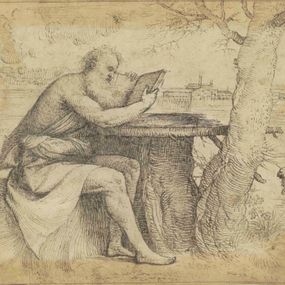 Tiziano Vecellio, detto Tiziano - San Gerolamo che legge sulla riva della laguna
