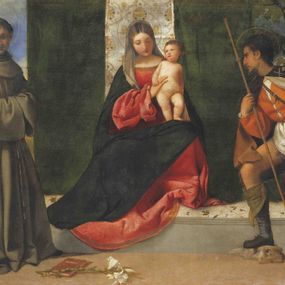 [object Object] - Vierge à l'Enfant entre Saint Antoine de Padoue et Saint Rocco