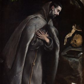 [object Object] - San Francesco in meditazione in ginocchio