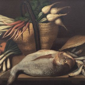 [object Object] - Still life with fish and bag