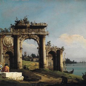 [object Object] - Capriccio with triumphal arch over the lagoon