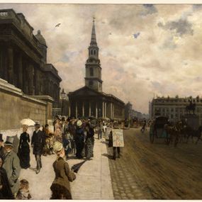 Giuseppe De Nittis - La National Gallery e la chiesa di Saint Martin a Londra