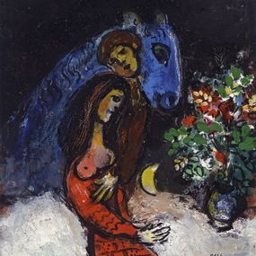 Marc Chagall - Amoureux à l'âne bleu