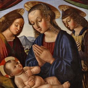 [object Object] - Madonna and Child with two angels