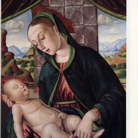 Giovanni Santi - Madonna in adorazione del Bambino dormiente