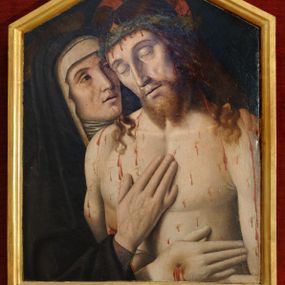 Giovanni Santi - Cristo morto e santa Chiara 