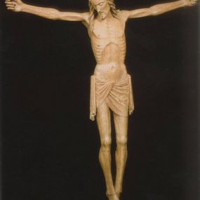 null - Crocifisso scolpito, replica da originale in legno di Giacobino d’Ormea