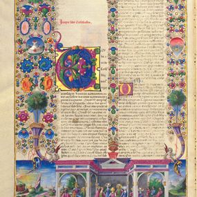 [object Object] - Taddeo Crivelli, bas-de-page della carta iniziale dell’Ecclesiaste, La corte di re Salomone; vol. I
