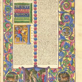 [object Object] - Girolamo da Cremona, carta iniziale del Vangelo di Marco, L’evangelista Marco nel suo studiolo; vol. II