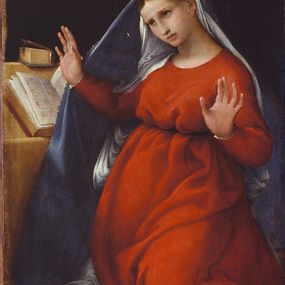 Lorenzo Lotto - Vergine annunciata (particolare da l'Annunciazione)