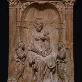 [object Object] - Madonna and Child between two angels