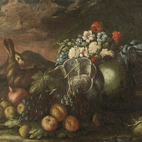 [object Object] - Still life with flowers, fruit and game