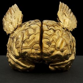[object Object] - Golden Human Brain with Angel Wings