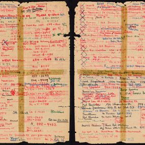 null - Front and back of Harald Szeemann’s address list for his visit to New York