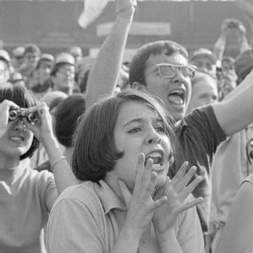null - Delirious fans at the Beatles concert at the Vigorelli in Milan, June 24, 1965