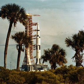 null - The Saturn V rocket that allowed the three astronauts to land on the moon with the Apollo 11 mission