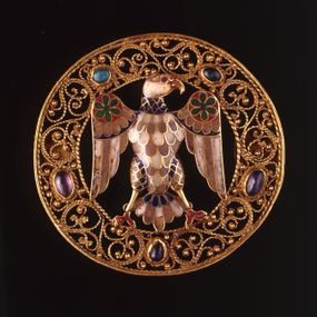 null - Französische oder deutsche Haarnadel mit Adler im mittelalterlichen deutschen Stil
