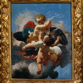 [object Object] - Two putti playing with an eagle