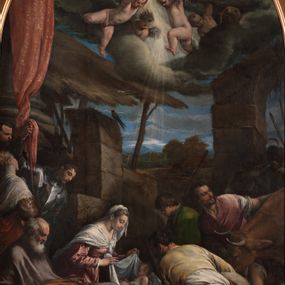 [object Object] - Adoración de los pastores con los Santos Víctor y Corona conocida como La Natividad de San Giuseppe