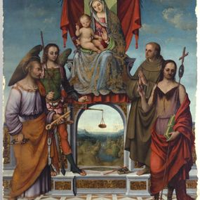 [object Object] - Thronende Madonna mit Kind und Heiligen
