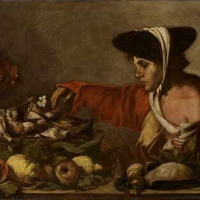 [object Object] - Boy with fruit and basket of game