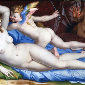 Agnolo di Cosimo, detto il Bronzino - Venere, Cupido e Satiro