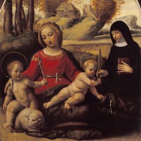 [object Object] - La Madonna col bambino, san Giovannino e Santa Scolastica