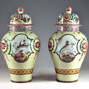 null - Two potiche jars with lids