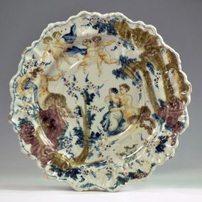 null - Large plate decorated with figures and architectures