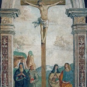 [object Object] - Le Crucifix, la Madone et les saints François, Claire, Jean l'Évangéliste et Madeleine