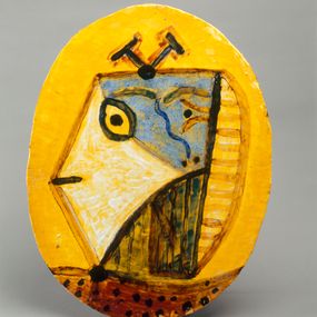 Pablo Picasso - Lastra ovale dipinta con testa 