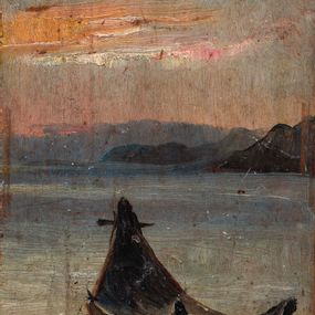 [object Object] - Marina all'alba con barca alla fonda (Wakkanai)