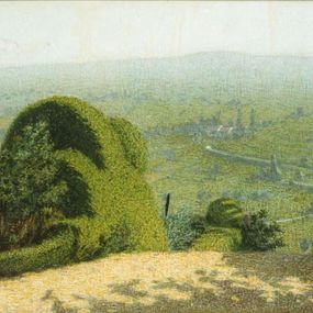 Angelo Morbelli - Angolo di giardino con sfondo di paesaggio