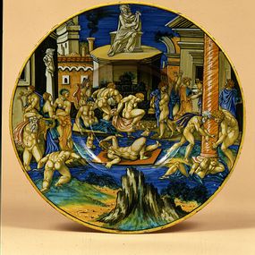 [object Object] - Plate with the flood of the Tiber