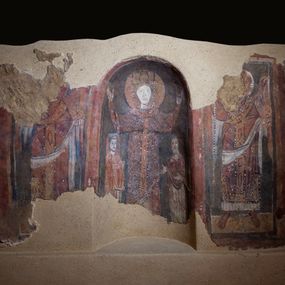 null - Fresko mit Darstellung der betenden Jungfrau und Königin mit zwei Opfernden und Engeln