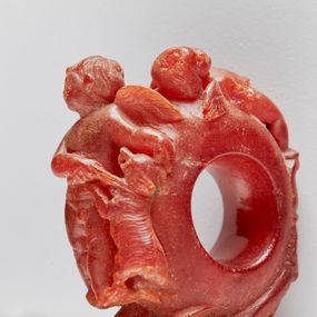 null - Amber ring with cupids playing with a dog