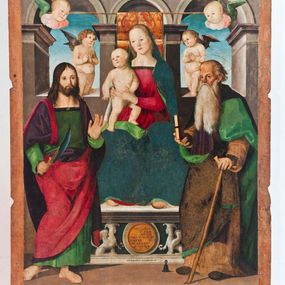 [object Object] - Madonna con il Bambino e i santi Bartolomeo e Antonio Abate
