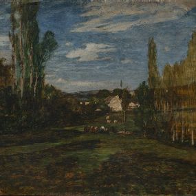 [object Object] - Pasture among the poplars