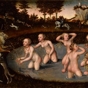 null - Diana and the nymphs in the bathroom surprised by Actaeon