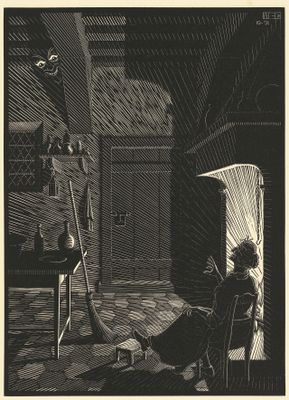 Maurits Cornelis Escher - Scholastic, Illustration Page 5 (Poltergeist)