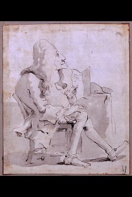 Giambattista Tiepolo - Karikatur eines sitzenden Mannes