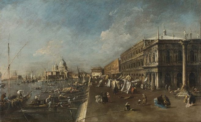 Francesco Guardi - Der Pier in Richtung der Basilica della Salute