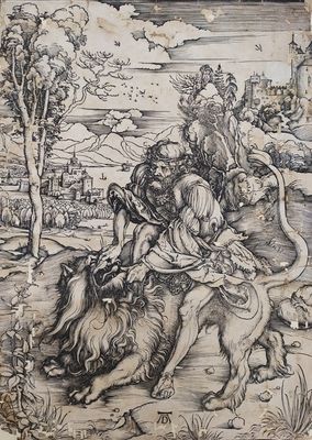 Albrecht Dürer - Sansone kills the lion