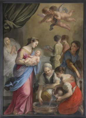 Plautilla Bricci - Stendardo della Compagnia Misericordiosa raffigurante la nascita di San Giovanni Battista