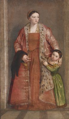 Paolo Caliari, detto il Veronese - Ritratto di Livia Thiene con sua figlia Deidamia