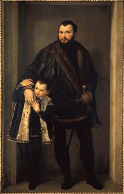 Paolo Caliari, detto il Veronese - Portrait of Iseppo Porto with his son Leonidas