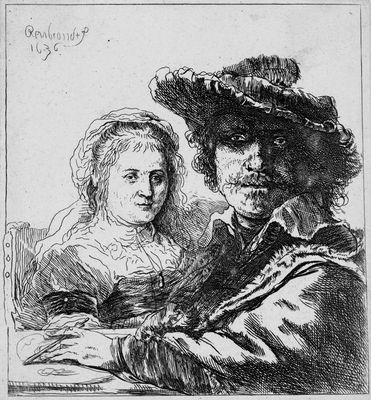 Rembrandt Harmenszoon van Rijn, detto Rembrandt - Autoportrait avec Saskia