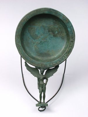Bronze patera with handle
