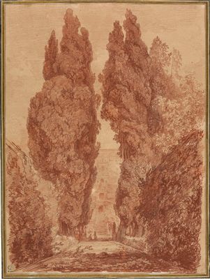 Jean-Honoré Fragonard - Gli alti cipressi di Villa d'Este