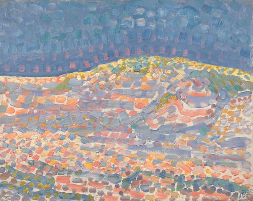Piet Mondrian - Studio pointilliste di una duna con crinale a destra